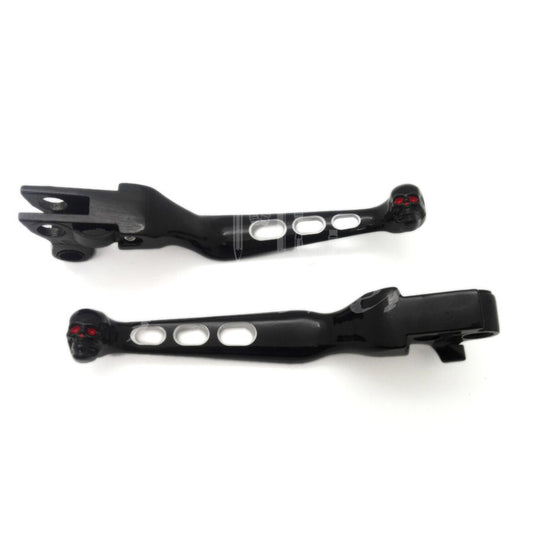 Black Skull Brake Clutch Levers For Harley Softail Night Train Dyna