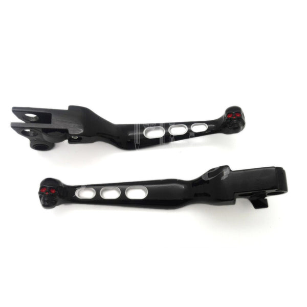 Black Skull Brake Clutch Levers For Harley Softail Night Train Dyna