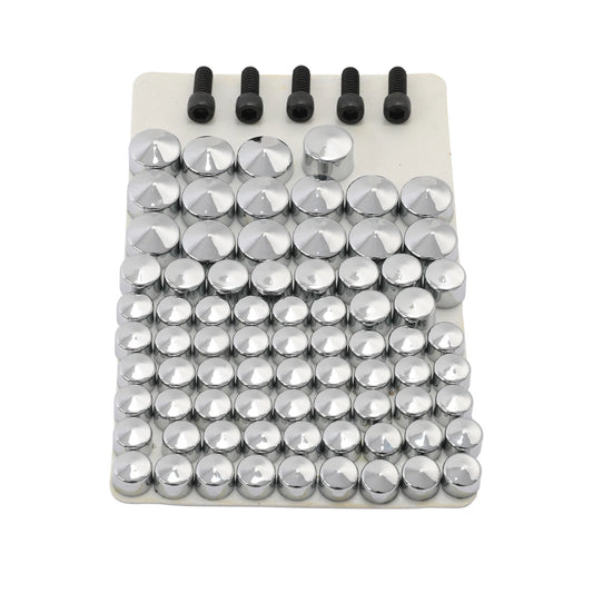 75PCS Chrome Bolt Topper Caps Fit For Harley Davidson Flh Flt Models 2007-2013