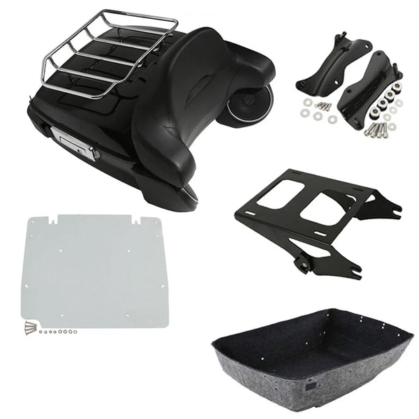King Trunk Backrest Light Rack Speakers Mount Plate Fit For Harley Touring 14-Up