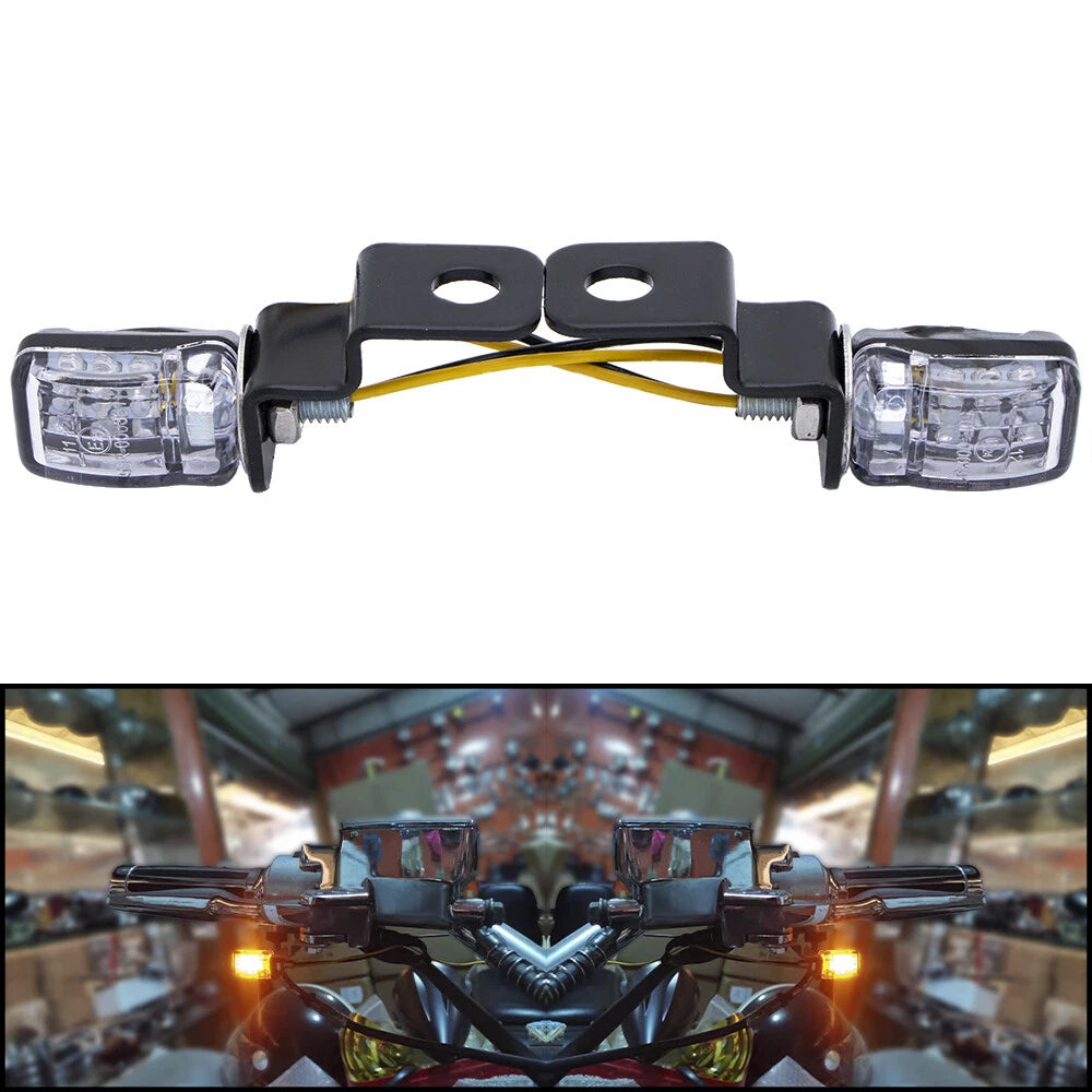 Universal Motorcycle 12V Mini LED Turn Signal Indicator Brake Clutch Lever Light