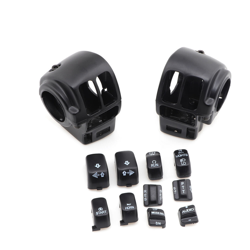 Black Switch Housing Cover+10pcs Button Cap For Harley Electra Road Glide 96-13