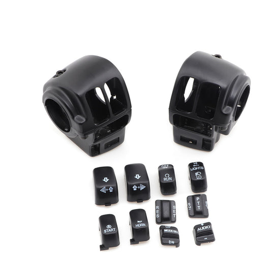 Black Switch Housing Cover+10pcs Button Cap For Harley Electra Road Glide 96-13