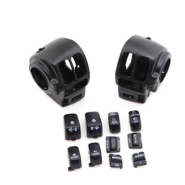 Black Switch Housing Cover+10pcs Button Cap For Harley Electra Road Glide 96-13