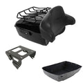 Black King Trunk Pad Top Rail Solo Mount Rack Fit For Harley Street Glide 14-26