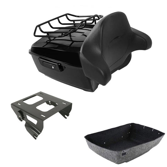 Black King Trunk Pad Top Rail Solo Mount Rack Fit For Harley Street Glide 14-26