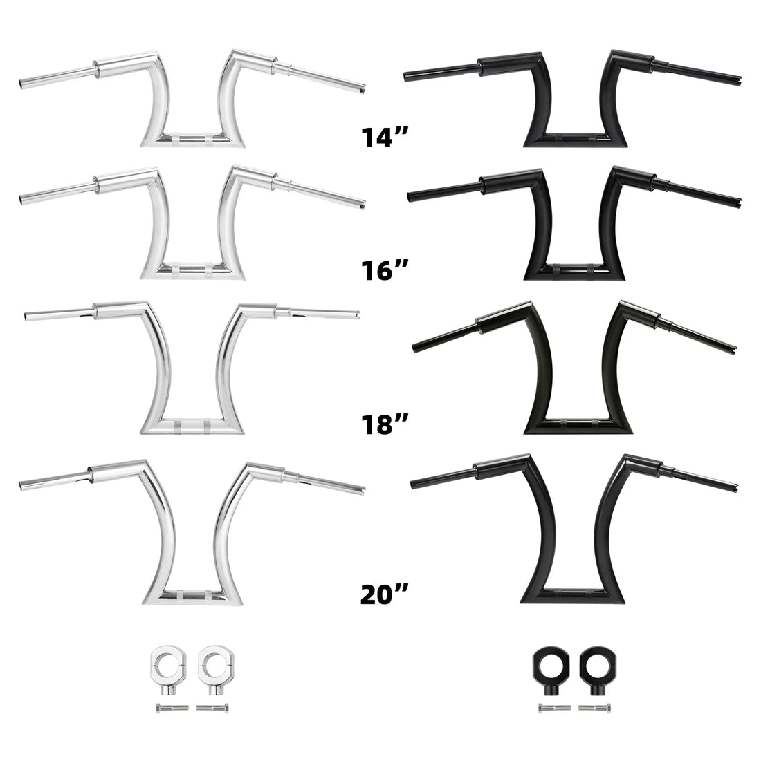 14"16"18" 20" Rise 2" Hanger Handlebar Risers Fit For Harley Sportster Softail