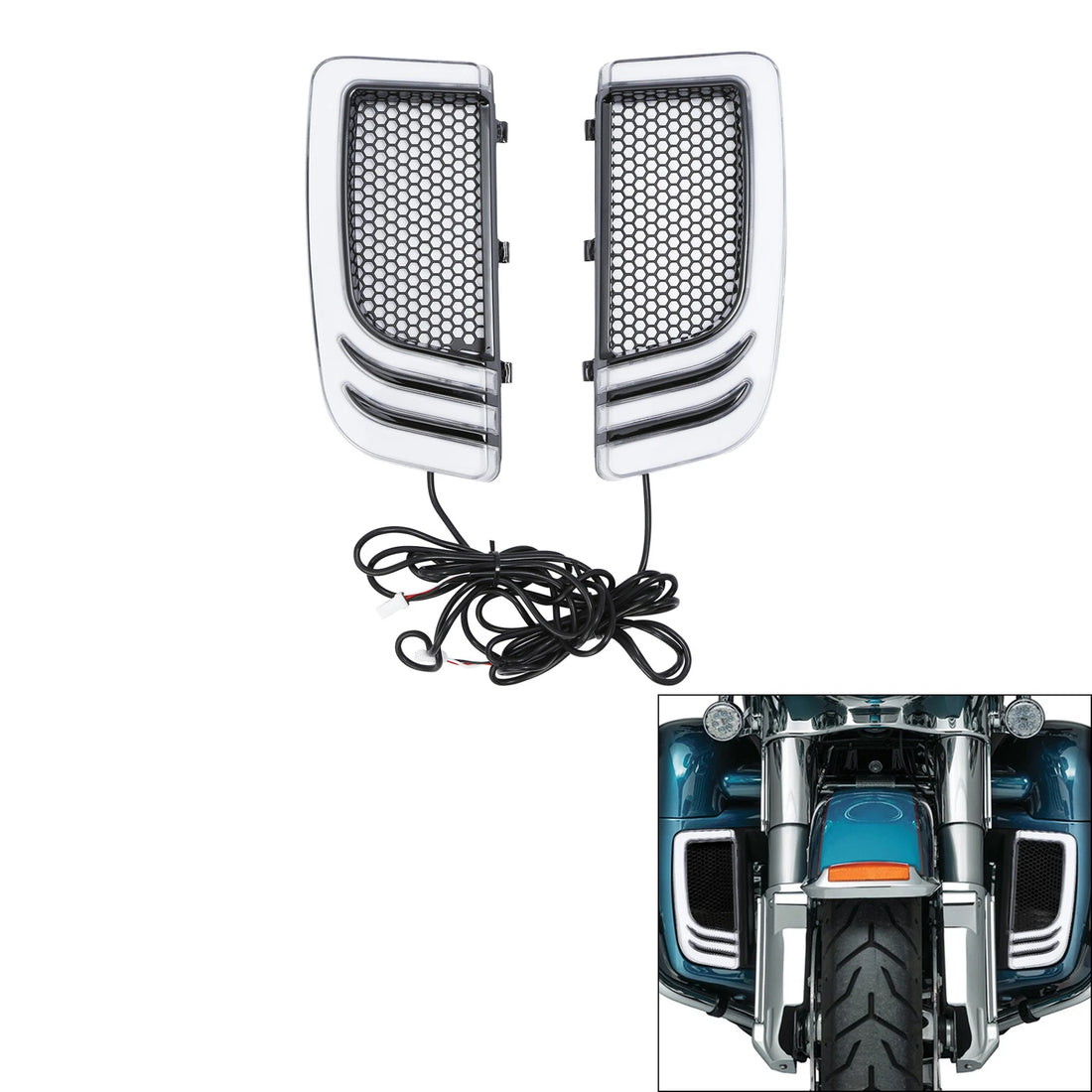 LED Fairing Lower Grills Turn Signals Light Fit For Harley Street Glide 14-23