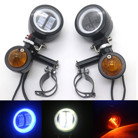 Black Round LED Driving Spot Fog light Bar Angel Eye Halo Ring Turn Signal Light
