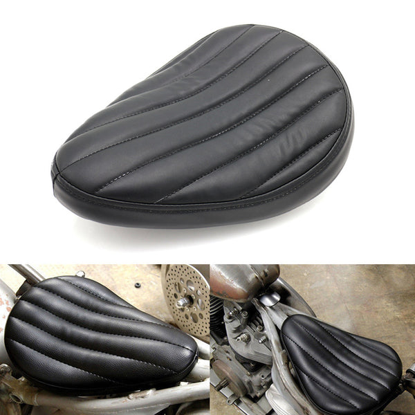 Black Tuk & Roll PU Leather Contoured Solo Seat For Harley Chopper Bobber Custom