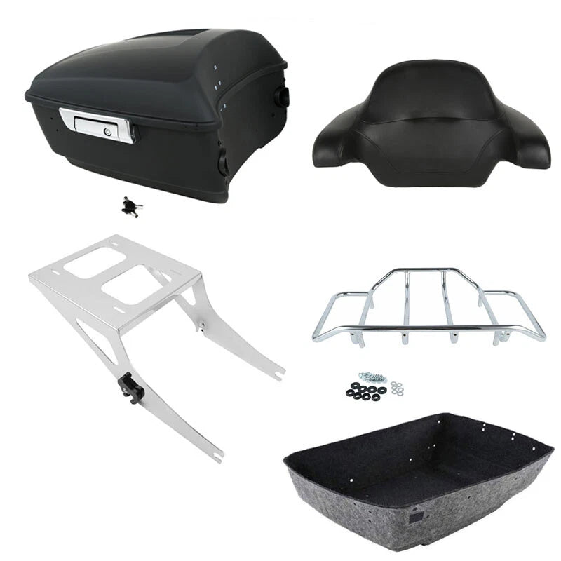 Matte Black King Trunk Backrest Mount Rack Fit For Harley Fat Boy 08-17
