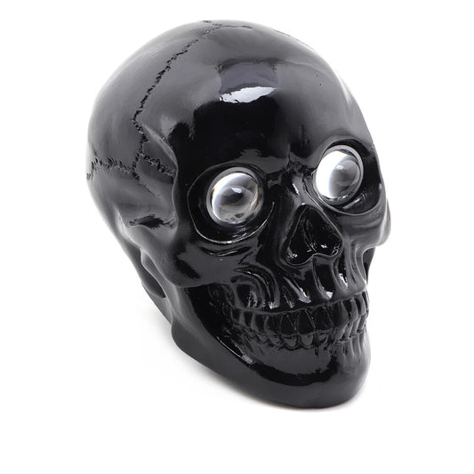 Custom Motorcycle Black LED Retro Skull Headlight Head Lamp For Harley Yamaha