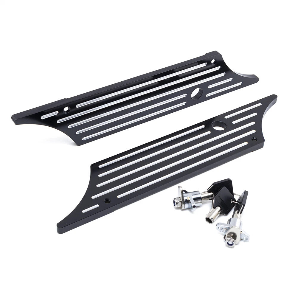 Locks Key Set Black Billet Saddlebag Latch Cover For Harley Electra Street Glide