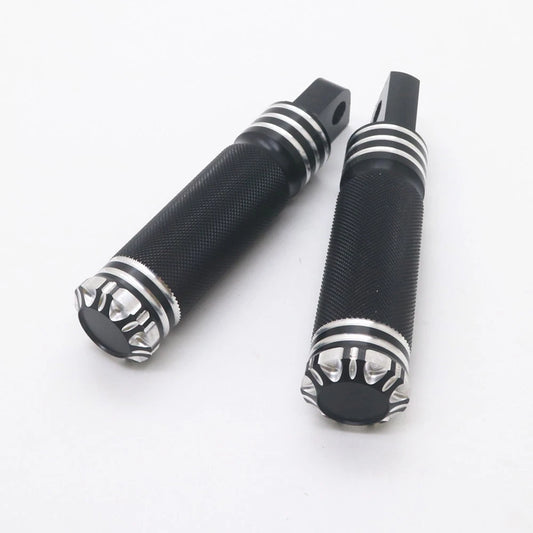 Black CNC Edge Cut Foot Pegs Rest For Harley Touring Sportster Softail Rider