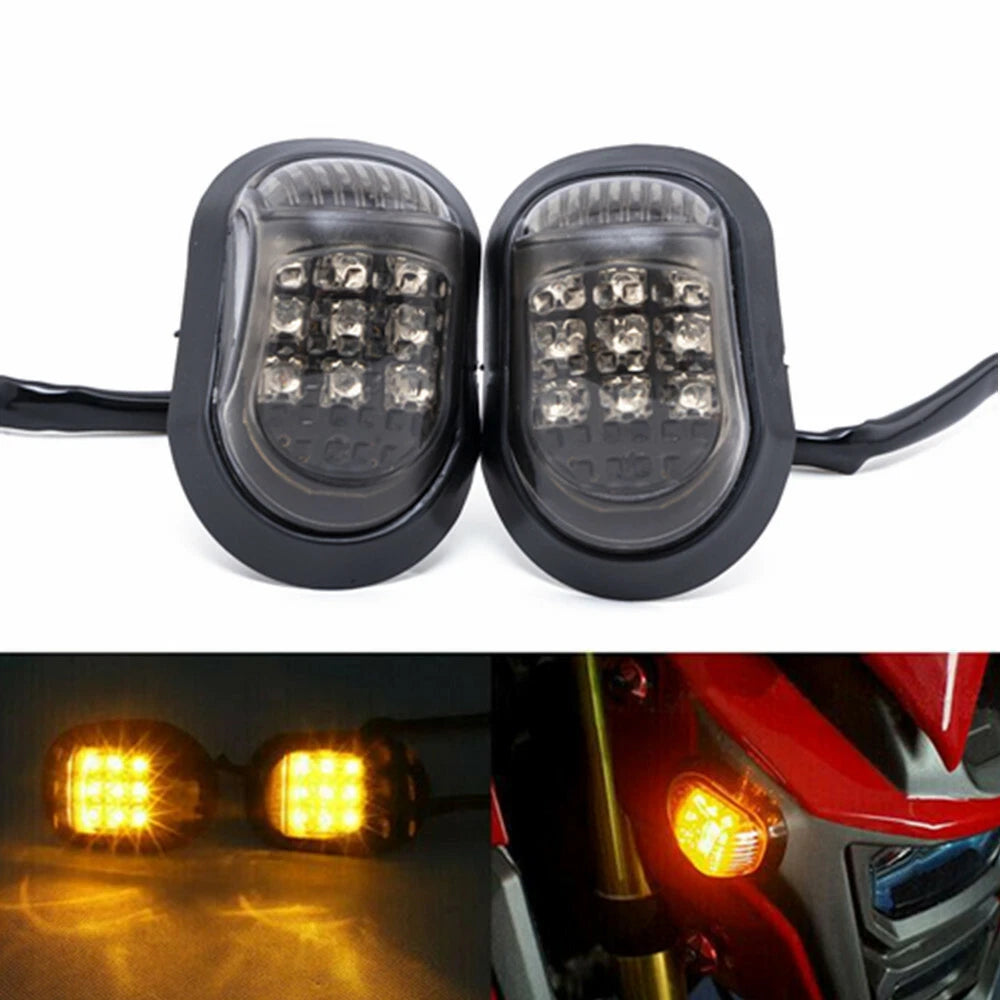 2x 12V Amber Motorcycle 9 LED Flush Mount Turn Signals Indicators Blinker Light