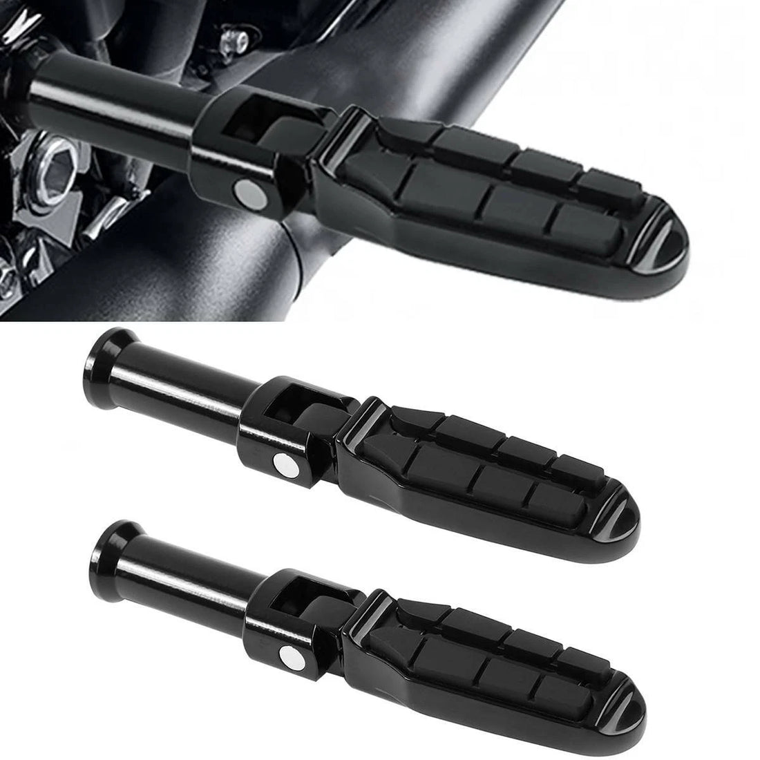Black Rear Passenger Foot Pegs Fit For Harley Softail Deluxe Flde Fat Bob 18-24