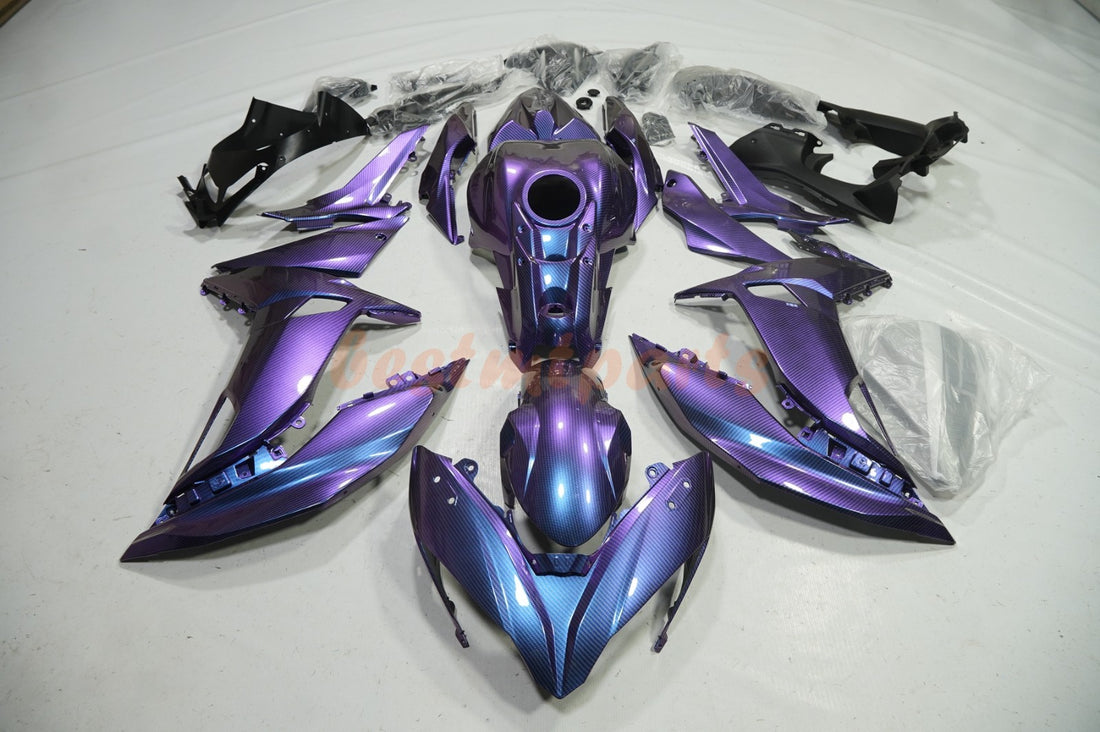 Purple Blue Chameleon &Carbon Fiber Fairing Kit for Kawasaki Ninja 650 2017-2019