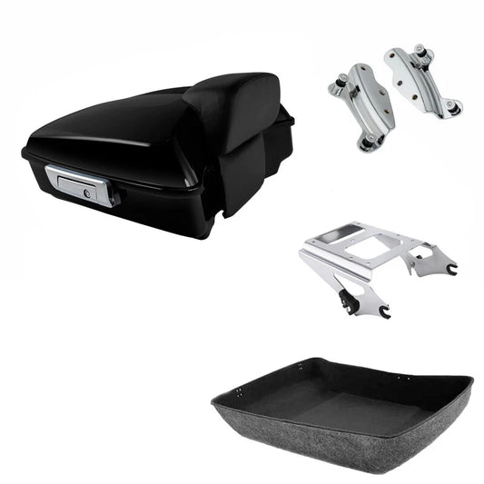 Chopped Trunk Backrest Mount Rack Docking Fit For Harley Road Glide 09-2013