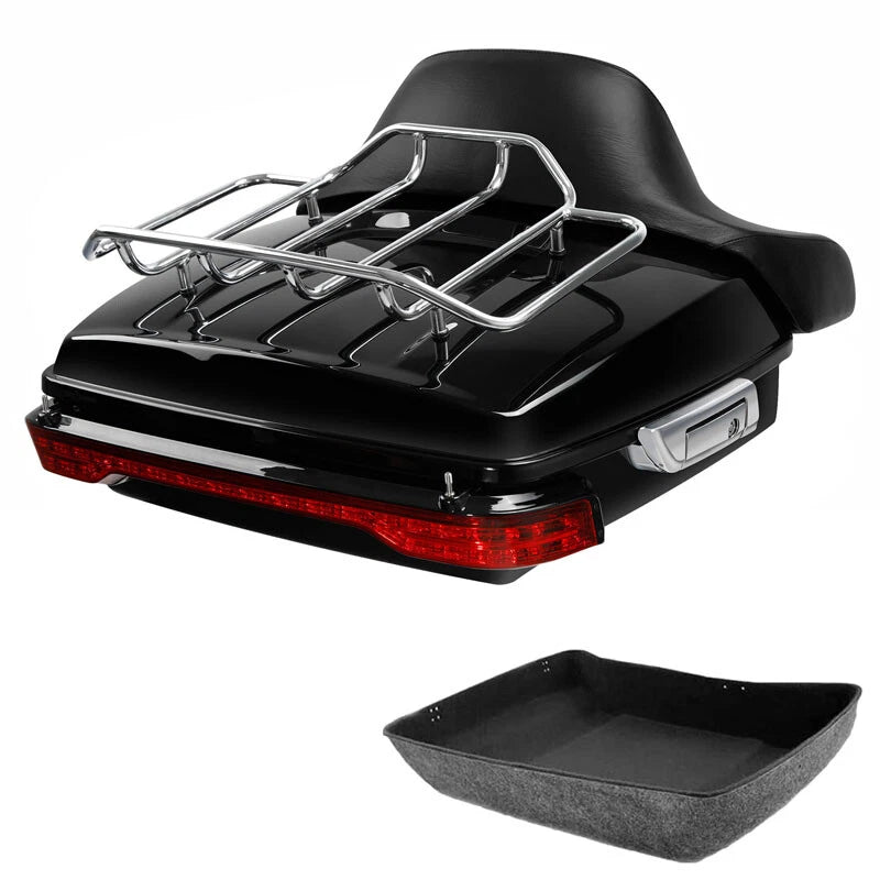 Chopped Trunk Backrest Pad LED Light Fit For Harley Street Road Glide 2014-2026