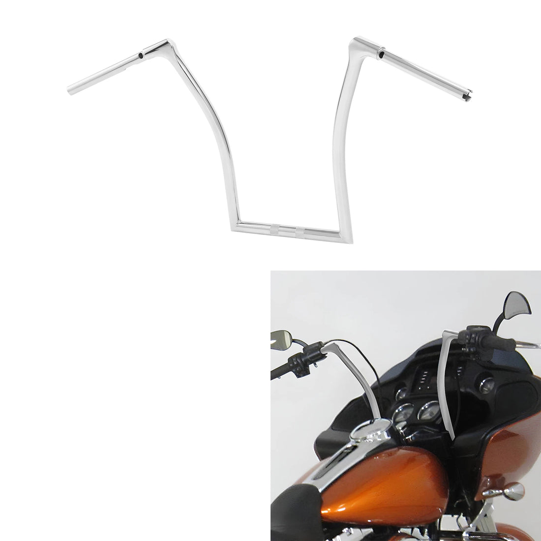 Chrome 17" Rise Fused Bar 1-1/4" Handlebar Fit For Harley Road Glide Fltrx 15-23