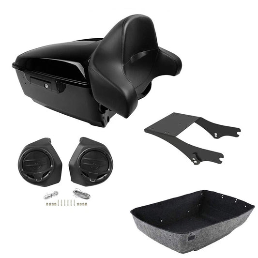 King Trunk Speakers Backrest Mount Fit For Harley Touring Road Glide 97-08