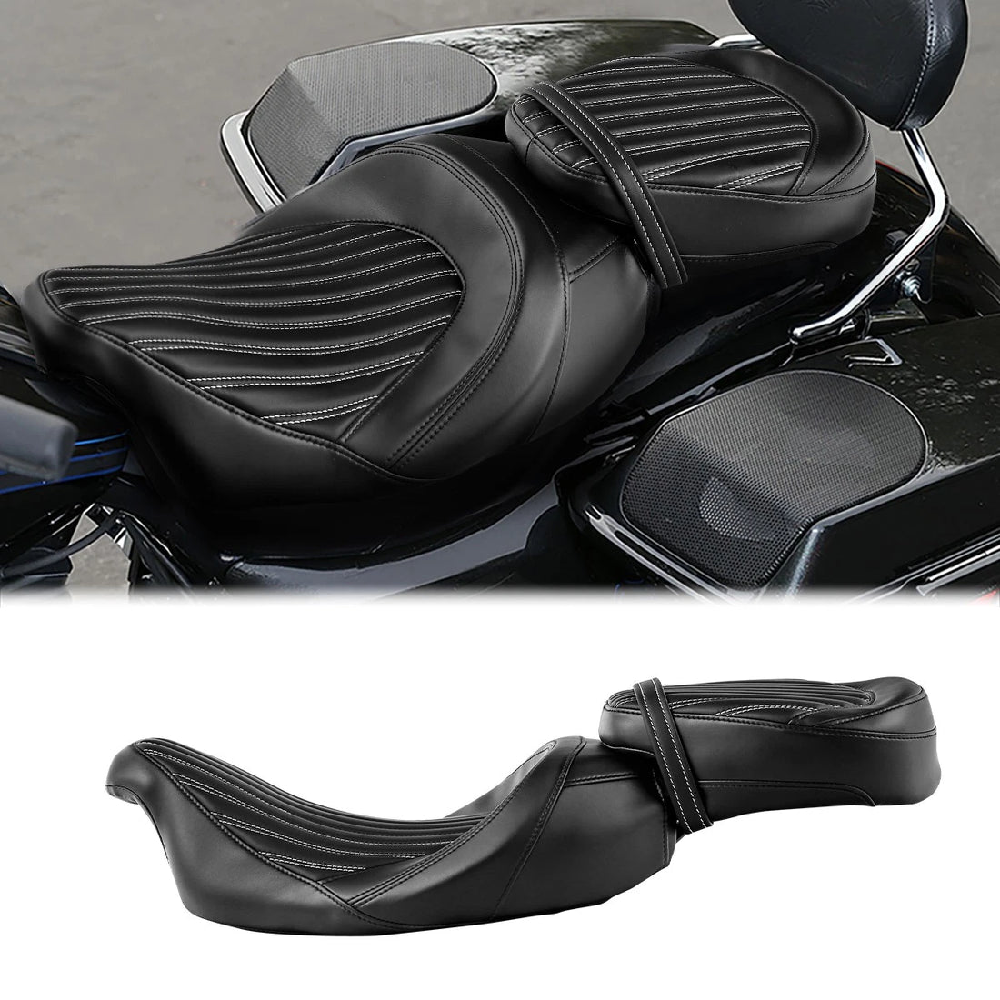 Driver Passenger Low-Profile Seat Fit For Harley Touring Road Glide 09-23