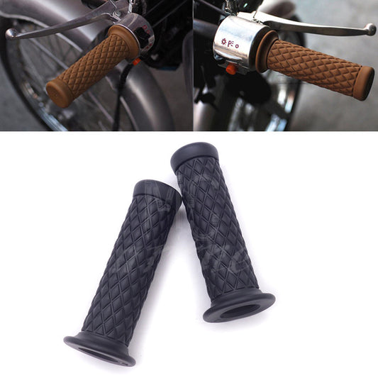 New 7/8" Black Vintage Rubber Handlebar Hand Grip For Bobber Cafe Racer Custom