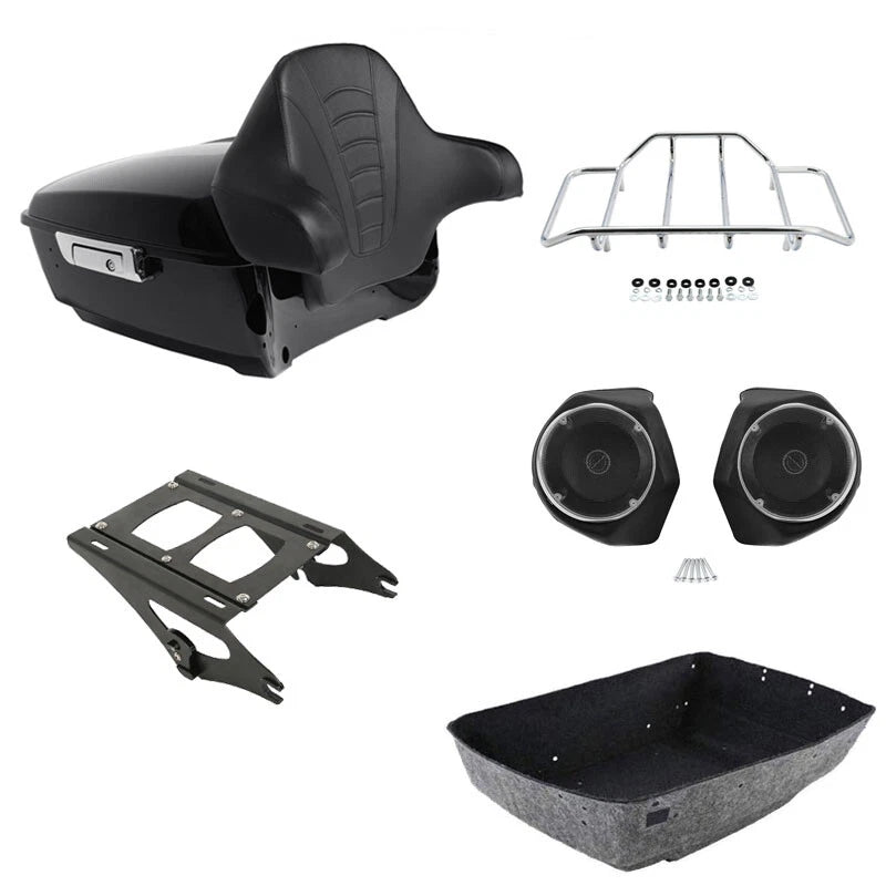 King Trunk Backrest Speakers Mount Rack Fit For Harley Electra Road Glide 14-26