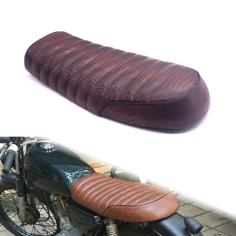 Brown Flat Brat Saddle Serpentine Vintage Cafe Racer Seat For Honda CB350 CB400
