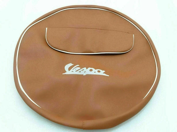 Fit For Vespa 10" Spare Wheel Brown Cover With Front Pocket