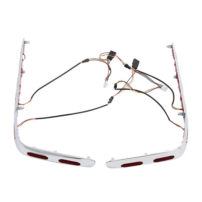 Saddlebag Trims Cover LED Red Lights Fit For Honda Goldwing GL1800 2001-2011