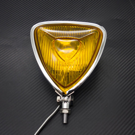 Motorcycle Chrome Triangle Headlight Lamp Flat Back For Harley Chopper Bobber
