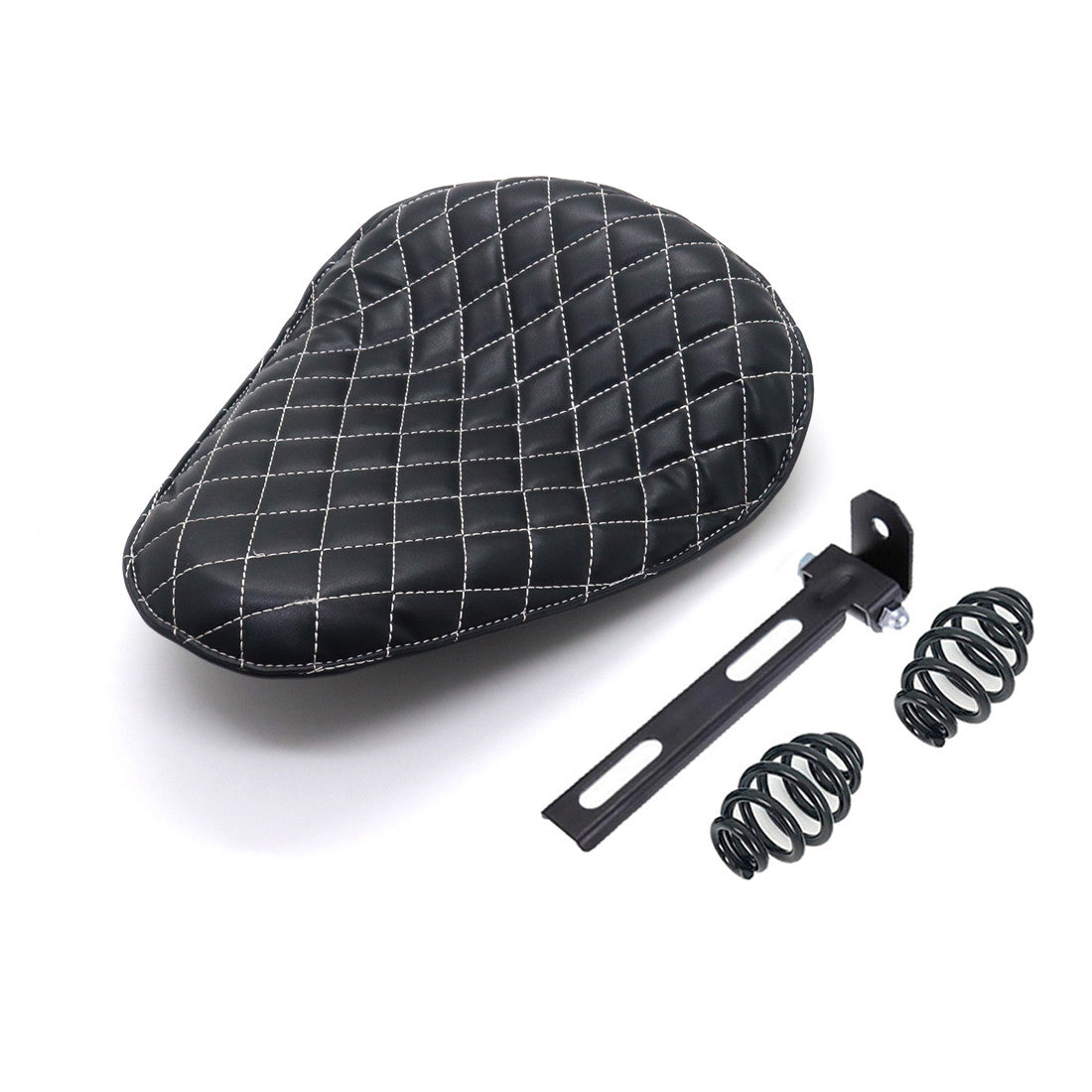 Black Diamond PU Leather Driver Seat Spring & Bracket For Harley Chopper Custom