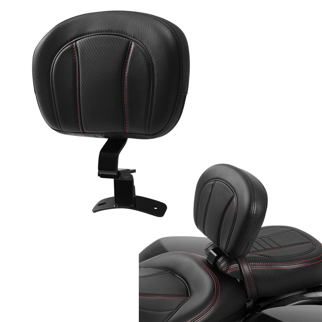 Front Rider Driver Backrest Fit For Harley Road Street Glide 2009-2023 Black+Red