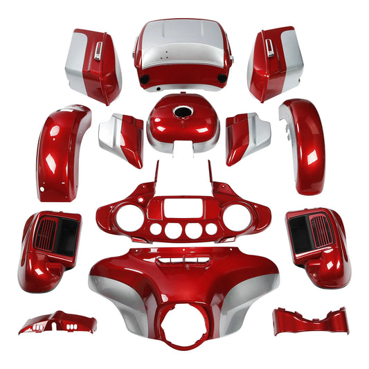 Fairings Bodywork Fit For Harley Electra Glide 14-23 Wicked Red/Barracuda Silver