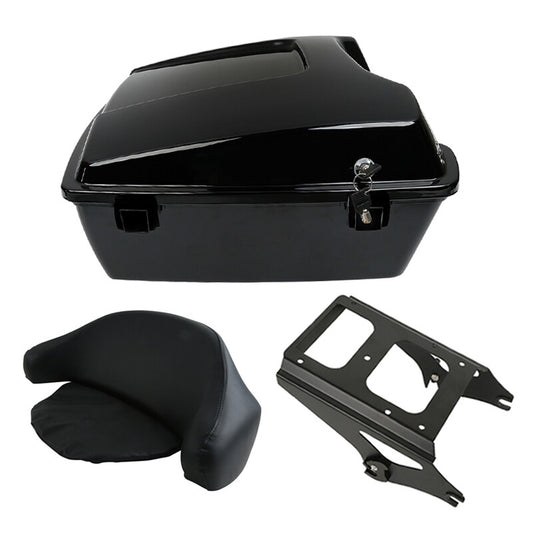 Black Chopped Trunk Luggage Backrest Mounting Rack Fit For Harley Touring 09-13