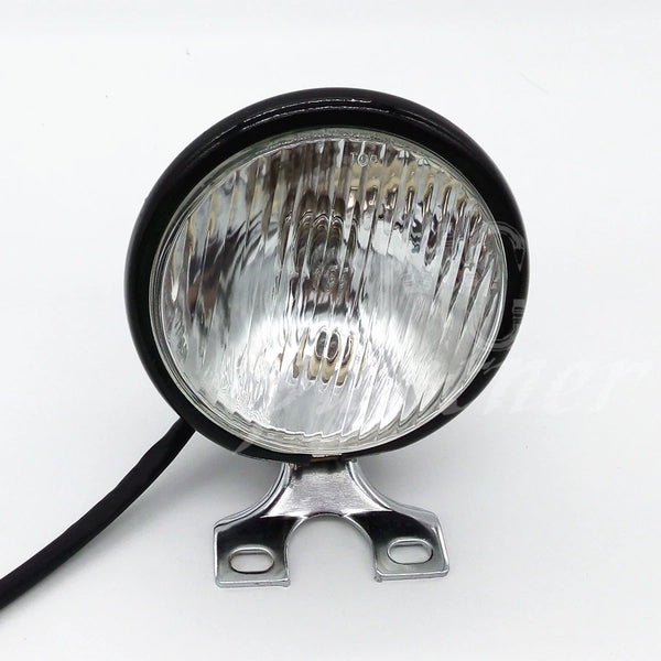 Motorcycle 5" Halogen Bulb Metal Headlight For Harley Cafe Racer Bobber Custom