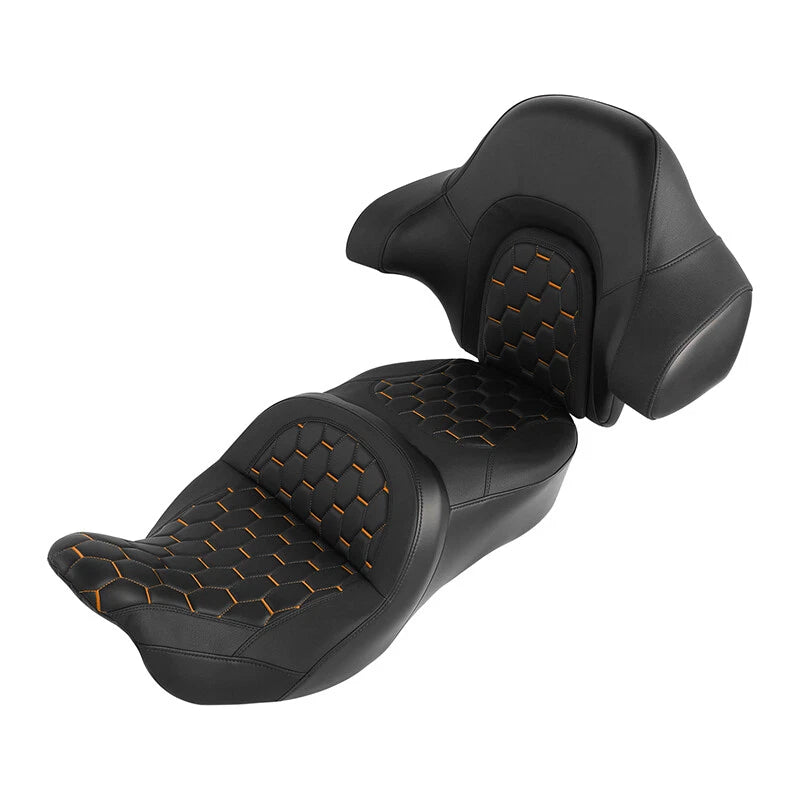 Black Driver Passenger Seat & Backrest Fit For Harley Road King Glide 2014-2023