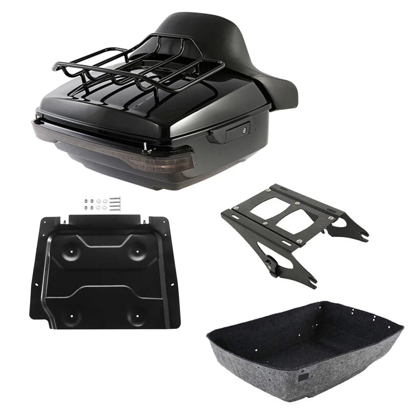 King Trunk Backrest Luggage Mount Rack Light Fit For Harley Road Glide 2014-2026