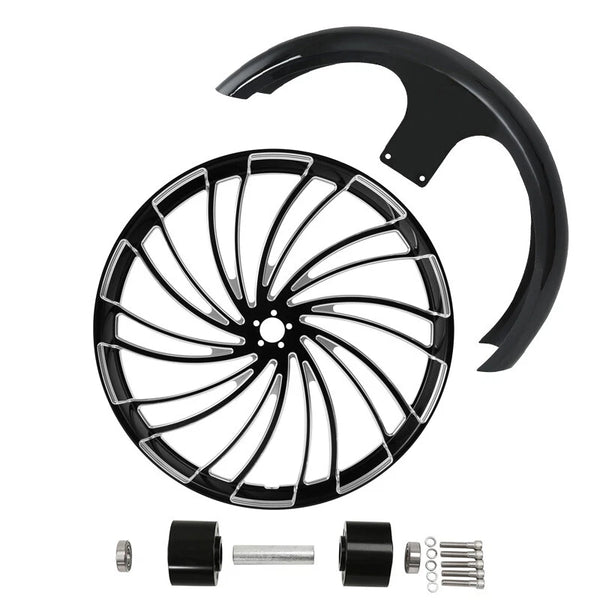 26" Front Wheel Rim Disc Hub Fender Fit For Harley Touring Street Glide 2008-24