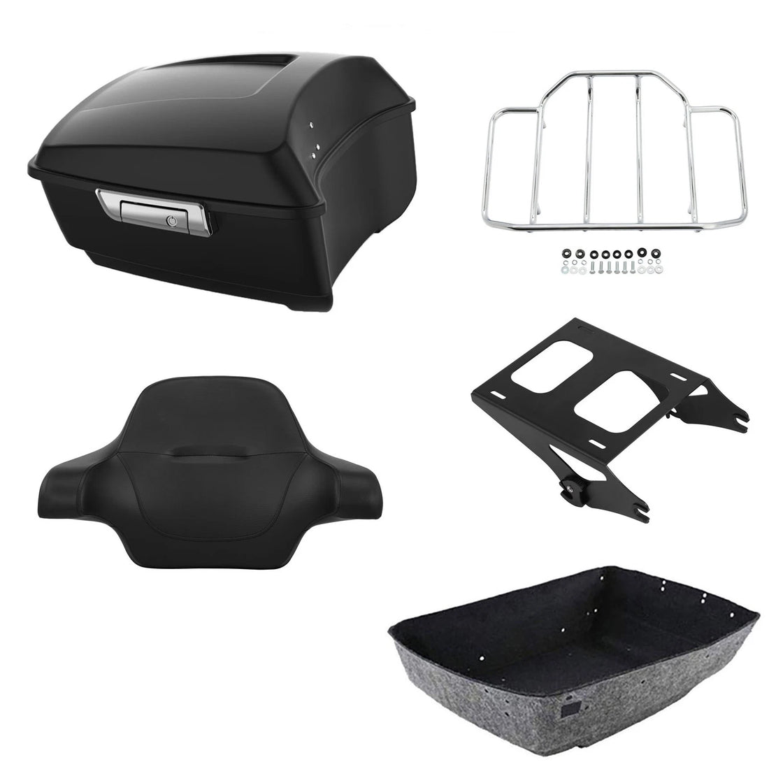 Matte Black King Trunk Backrest Rack Mount Fit For Harley Electra Glide 14-26 25