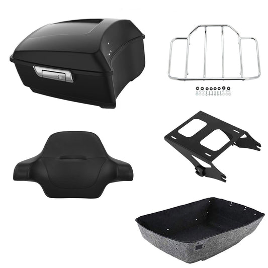 Matte Black King Trunk Backrest Rack Mount Fit For Harley Electra Glide 14-26 25