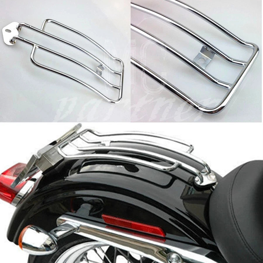 Chrome Luggage Rack Stock Solo Seat For Harley XL Sportster 883 1200 1985-2003