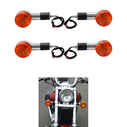 Front + Rear Turn Signal Amber Lights Fit For Kawasaki Vulcan 750 800 900 1500
