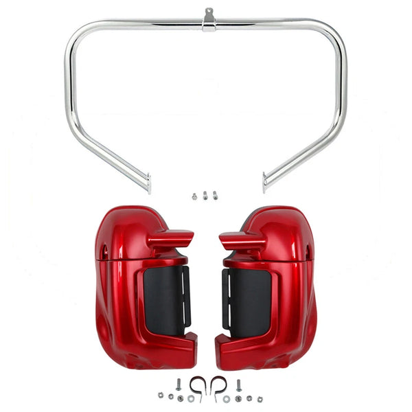 Red Lower Vented Fairings Engine Guard Crash Bar Fit For Harley Touring 09-13 12