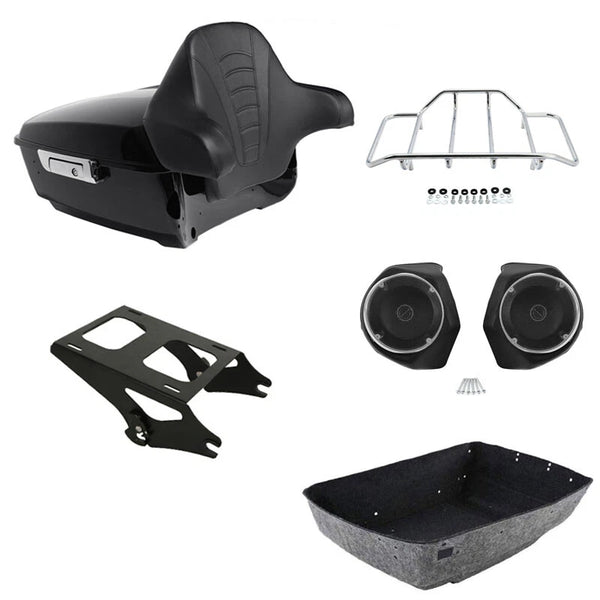 King Trunk Backrest Speakers Mount Rack Fit For Harley Touring Glide 14-Up