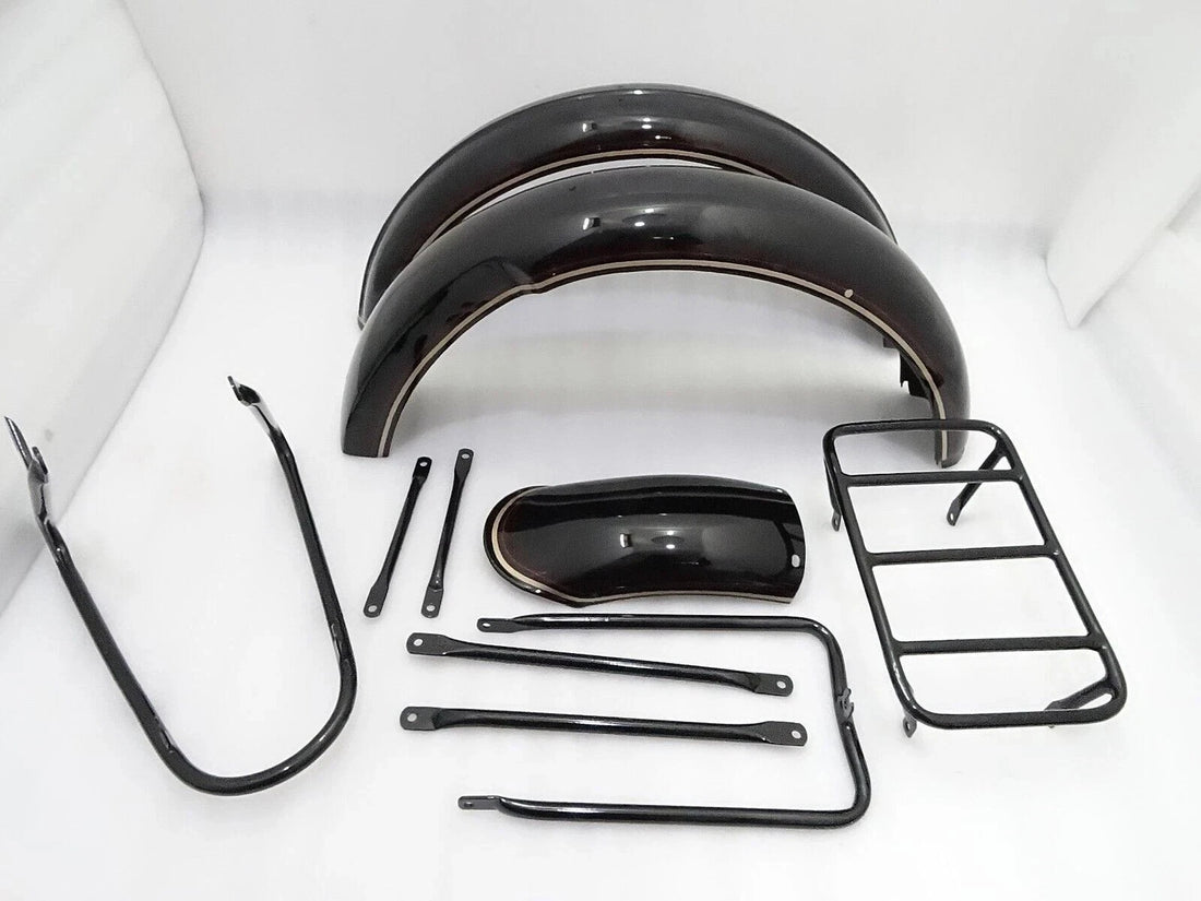 fit for Norton 16H Black Painted Mudguard Set & Stays With Dual Line
