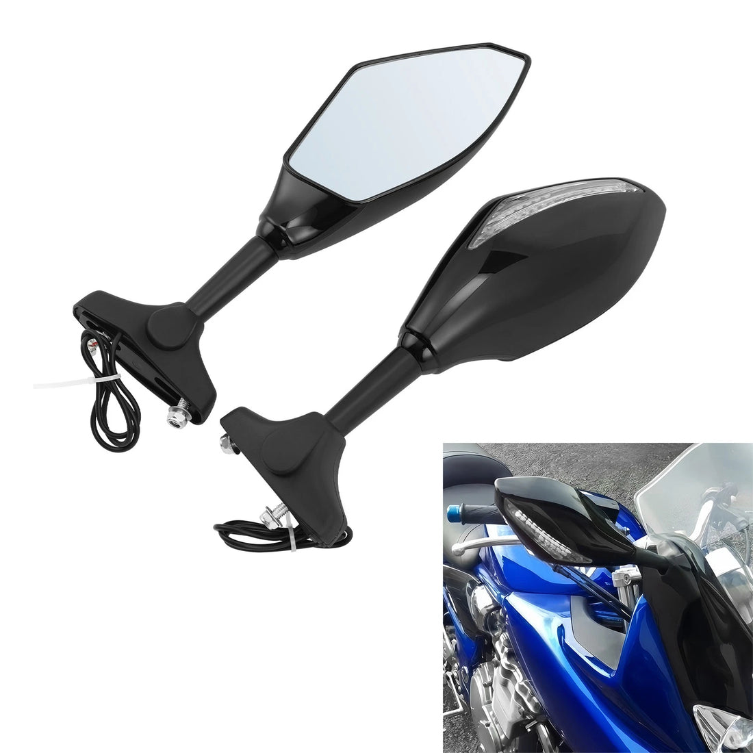 LED Rear View Side Mirrors Fit For Honda CBR600F4i 2001-2007 CBR600F3 1995-1998