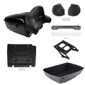 King Trunk Pad Mount Speakers LED Light Plate Fit For Harley Electra Glide 14-26