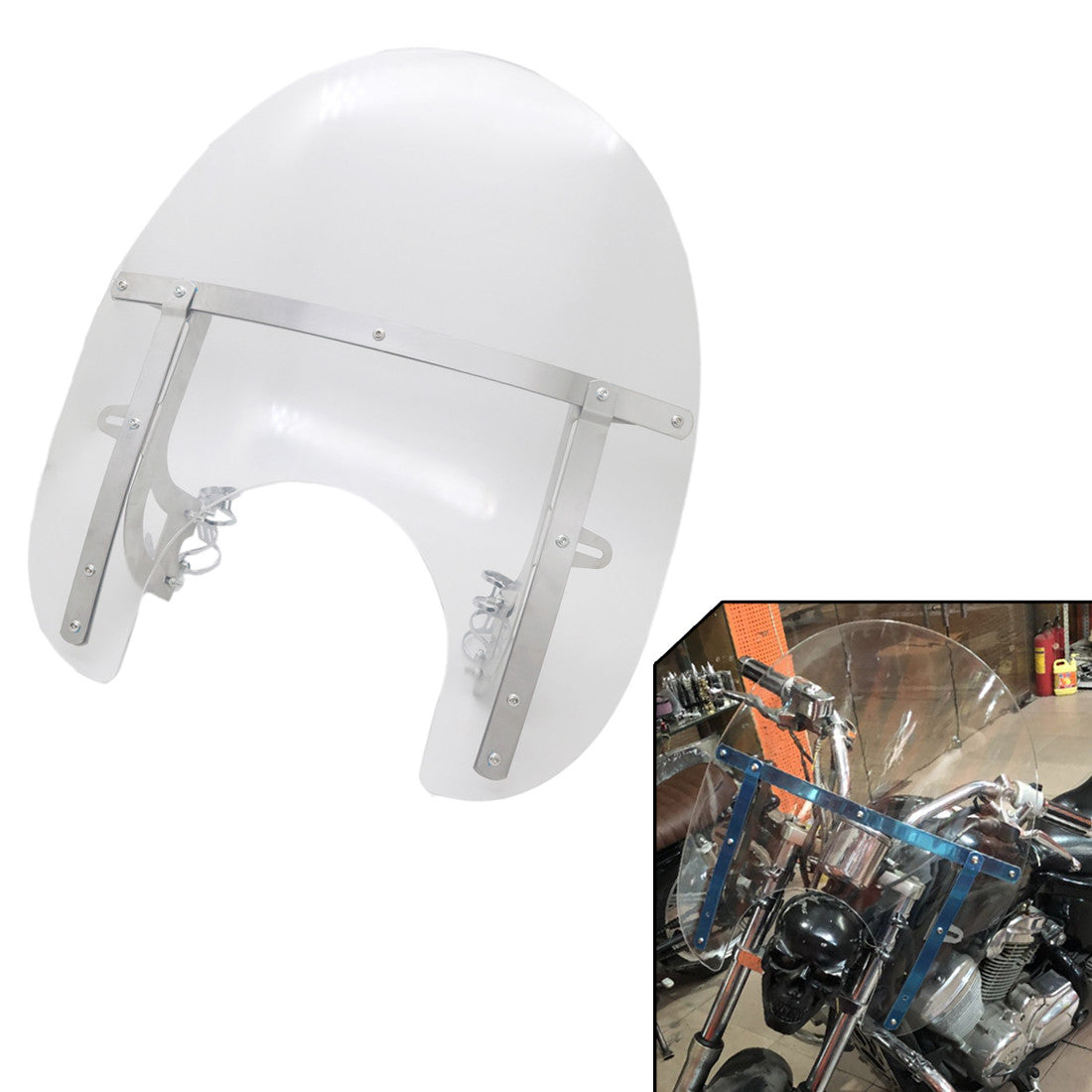 Motorcycle Deflector Windshield Windscreen With 33-43mm Front Fork Tube Mount
